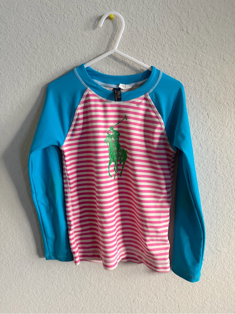 Ralph Lauren Pink & Turquoise Long-Sleeve Kids Rash Guard